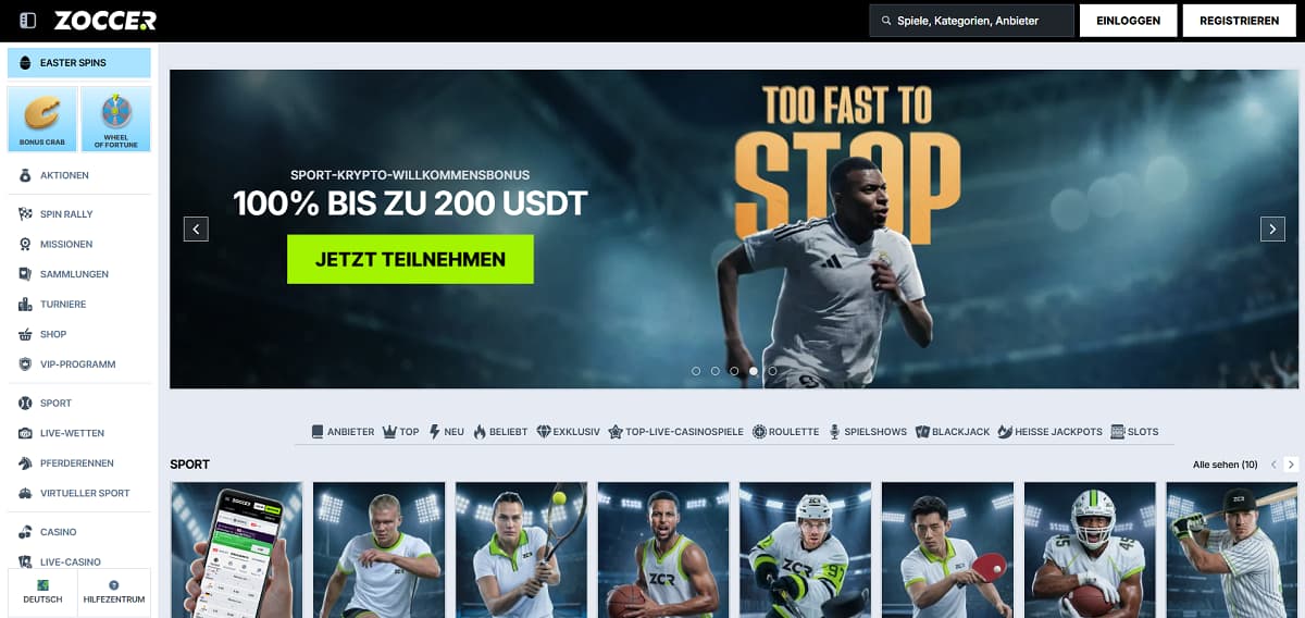 Wer keine Kompromisse bei der Auswahl machen möchte, findet in Zoccer einen wettanbieter ohne oasis, der mit über 12.100 Spielen und einem nahtlos integrierten Sportwetten-Bereich überzeugt – und das völlig ohne die Einschränkungen des deutschen Sperrsystems.